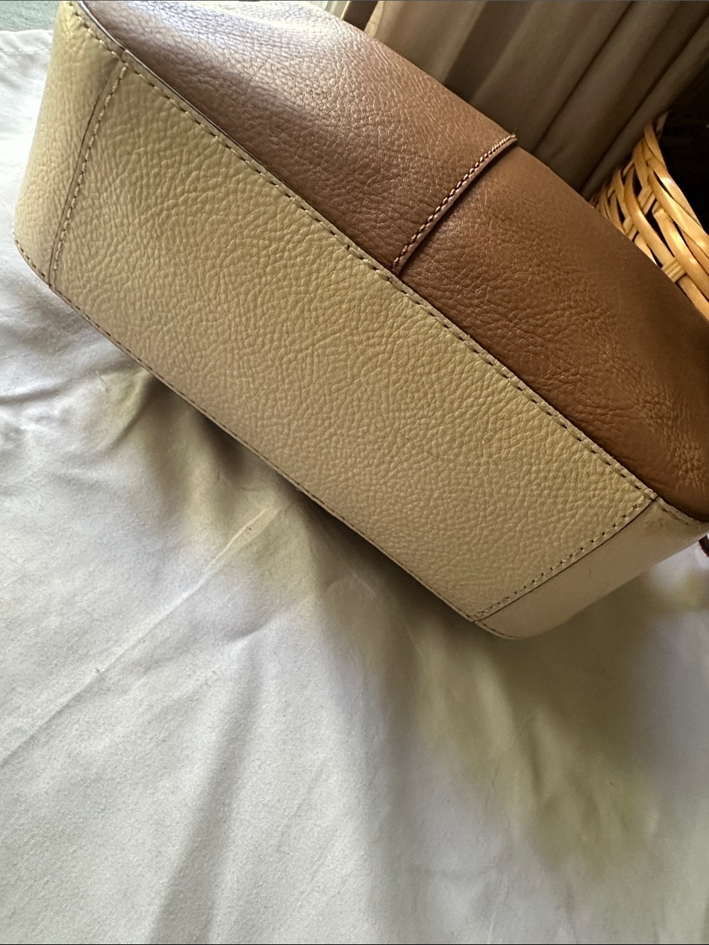 Cole Haan Benson Camera Bag- Light Brown Camel Cream and Red Leather - Picture 11 of 16
